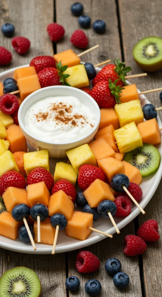 Fruit Kabobs with Yogurt Dip