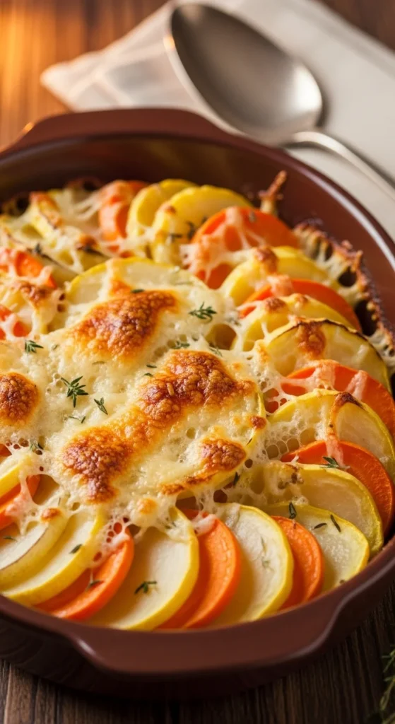 Cheesy Winter Vegetable Gratin