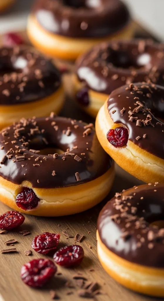 Chocolate Dipped Cranberry Donuts