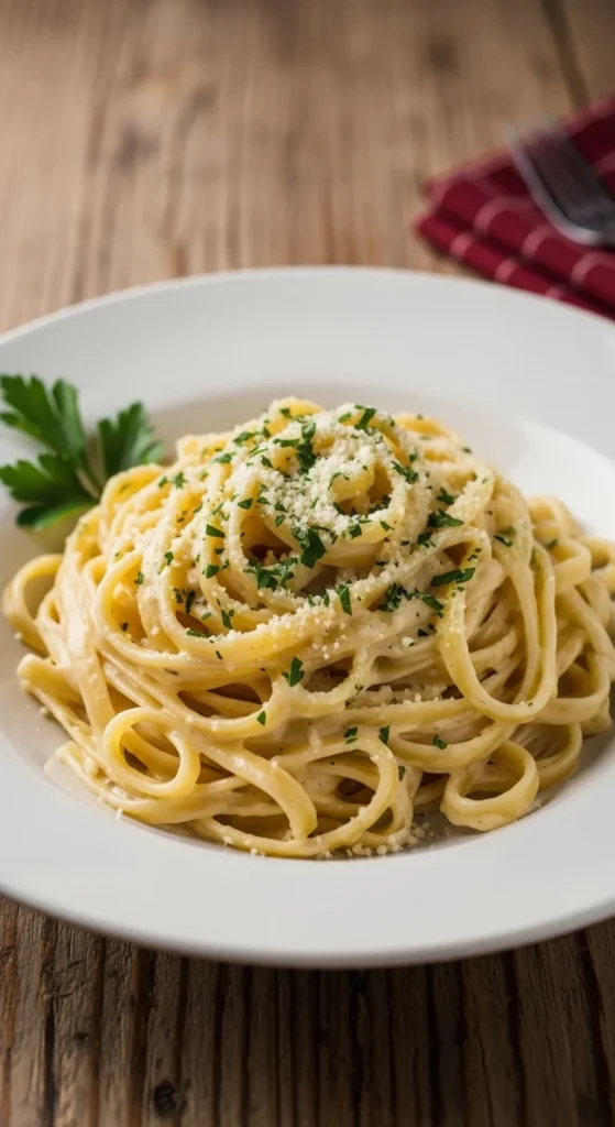 Creamy Garlic Parmesan Fettuccine