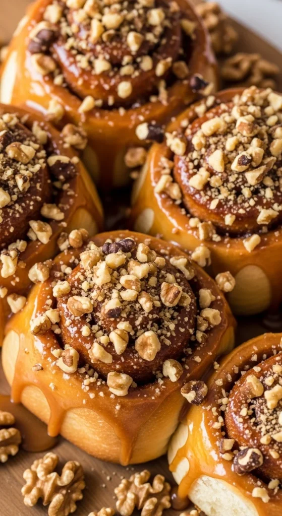 Glazed Walnut Cinnamon Rolls