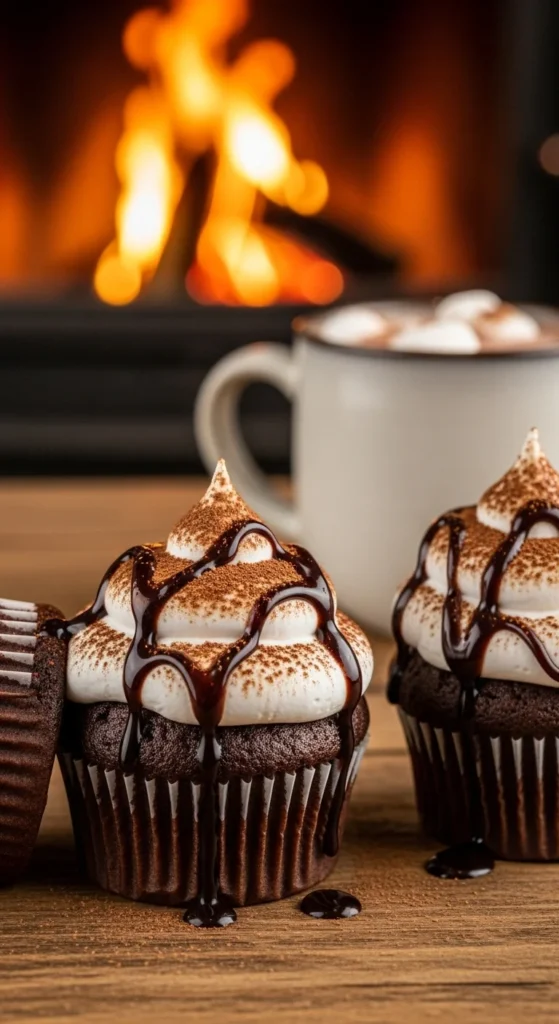 Hot Chocolate Marshmallow Cupcakes