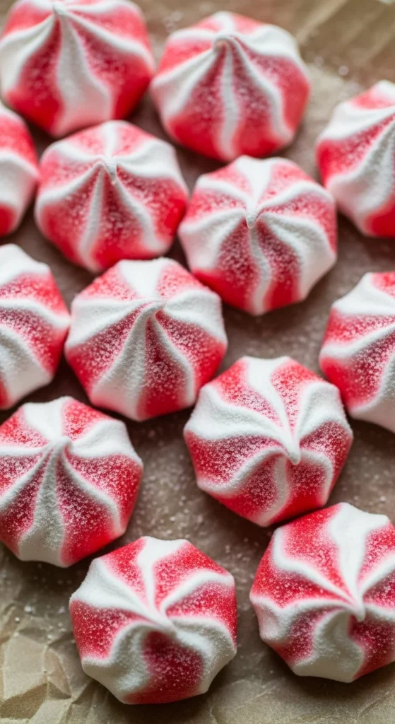 Peppermint Meringue Kisses