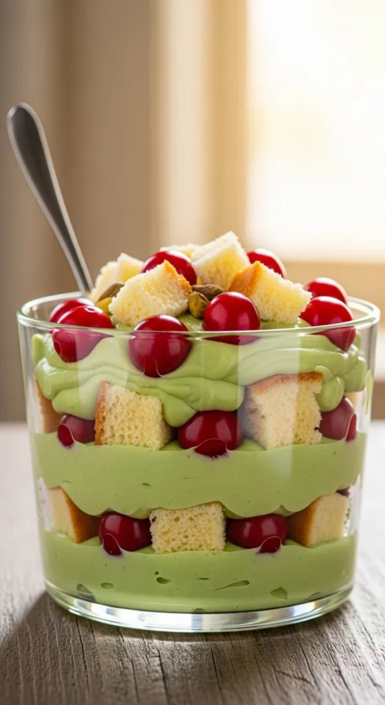 Pistachio Cherry Trifle