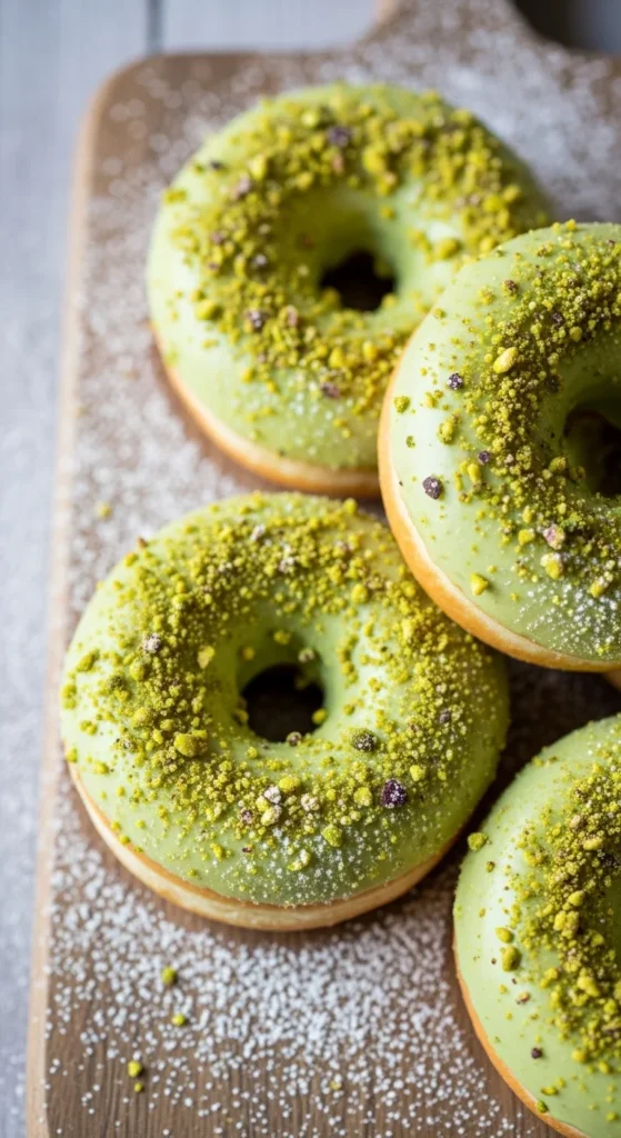 Pistachio Snow Donuts