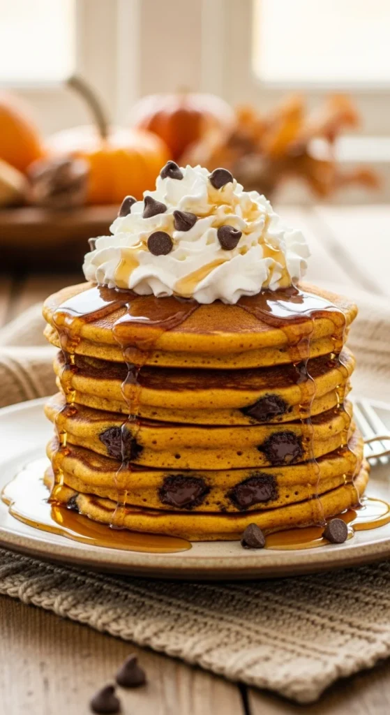Pumpkin Chocolate Chip Pancakes