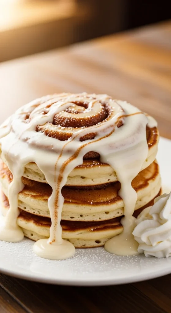 Pumpkin Cinnamon Roll Pancakes