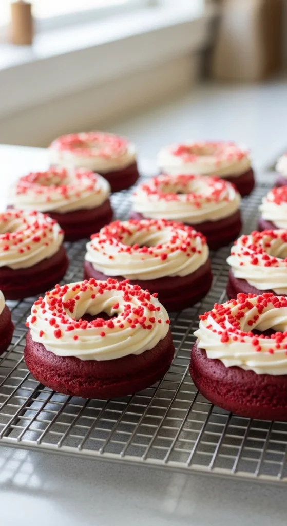Red Velvet Donuts with Cream Cheese Frosting