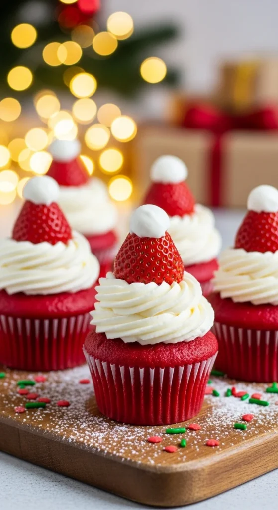 Santa Hat Cupcakes