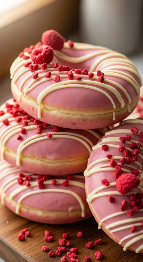 White Chocolate Raspberry Donuts