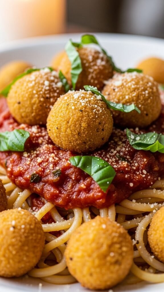 Vegan Chickpea “Meatballs” with Marinara