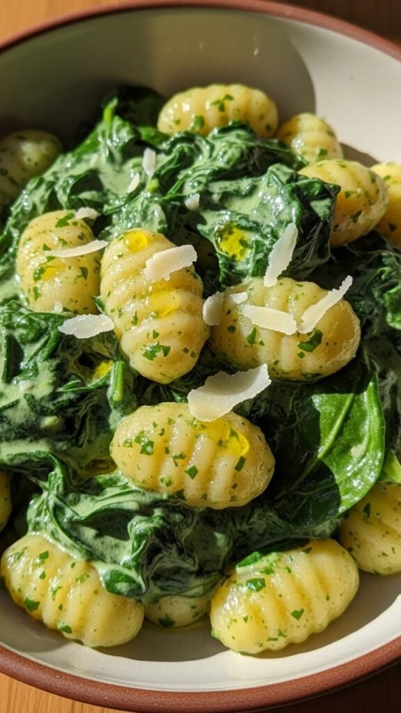 Vegan Gnocchi with Spinach Cream Sauce