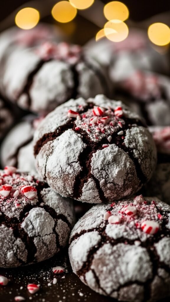 Peppermint Chocolate Crinkle Cookies