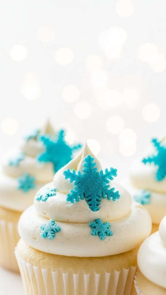 Vanilla Bean Snowflake Cupcakes