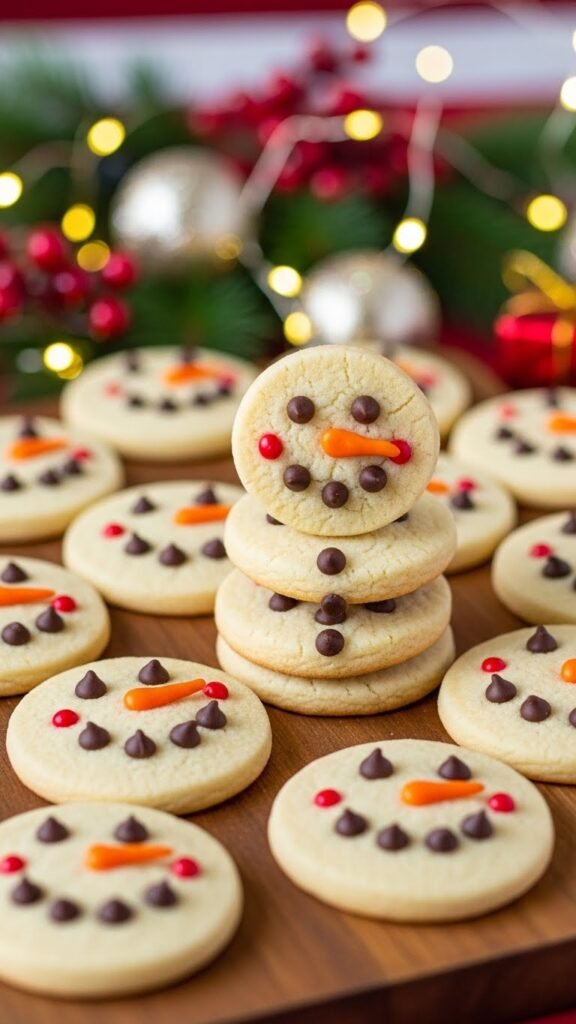 Chocolate Chip Snowman Cookies