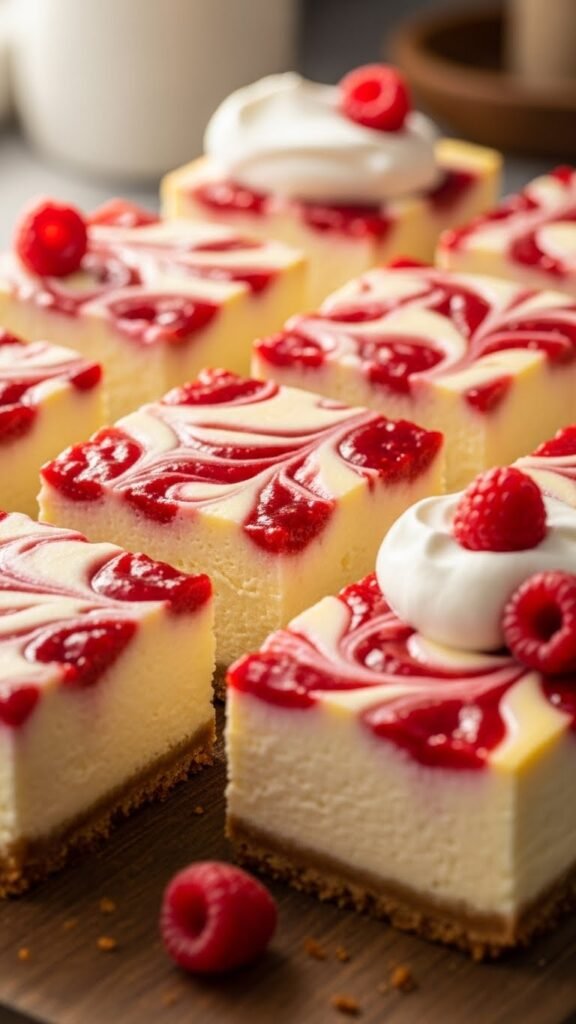Raspberry Swirl Cheesecake Bars