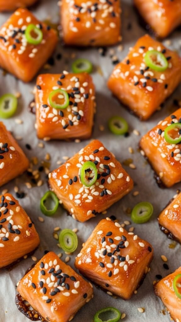 Honey Garlic Glazed Salmon Bites