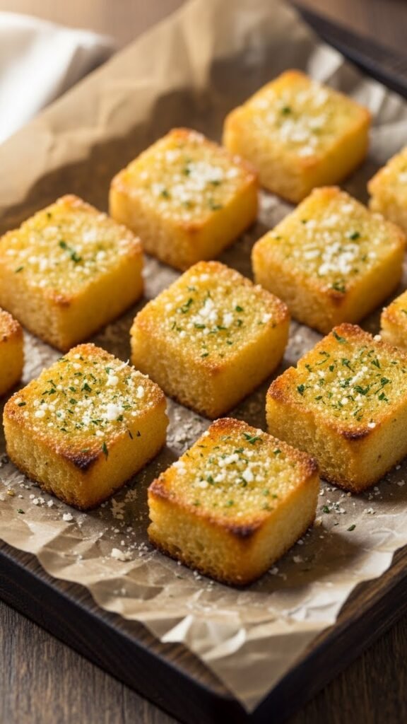 Crispy Garlic Parmesan Bread Bites