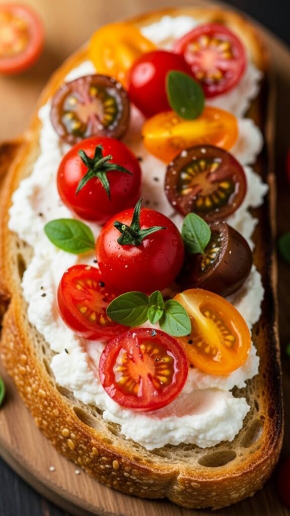 Cherry Tomato & Herb Ricotta Toasts