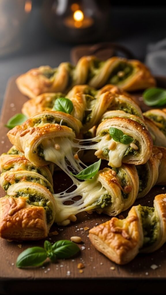 Mozzarella Pesto Pastry Twists