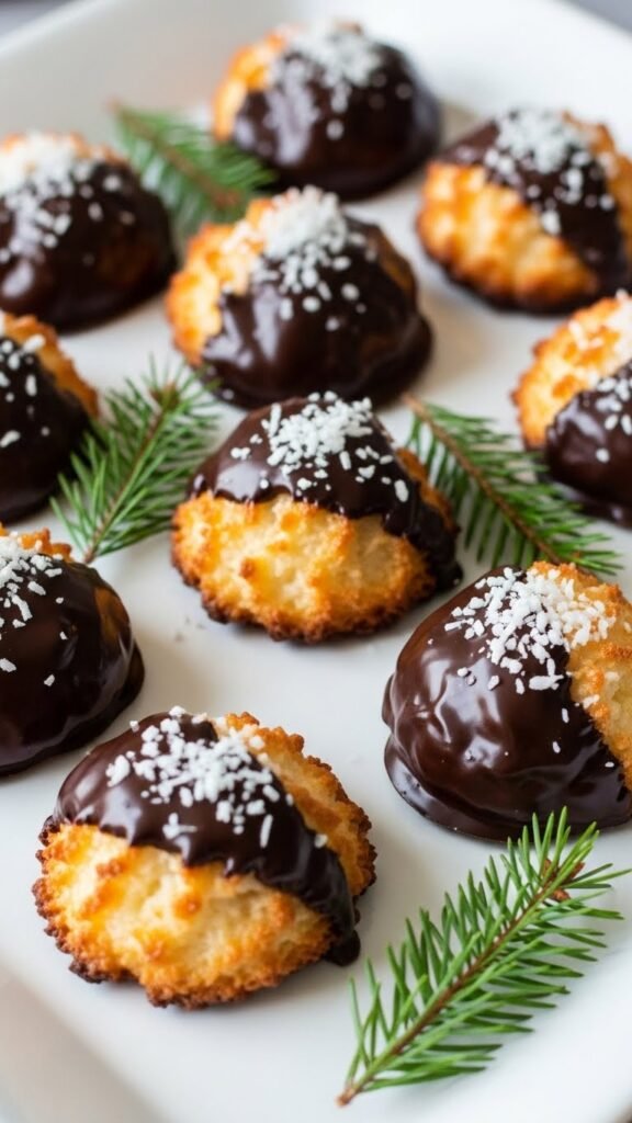 Chocolate-Dipped Coconut Macaroons