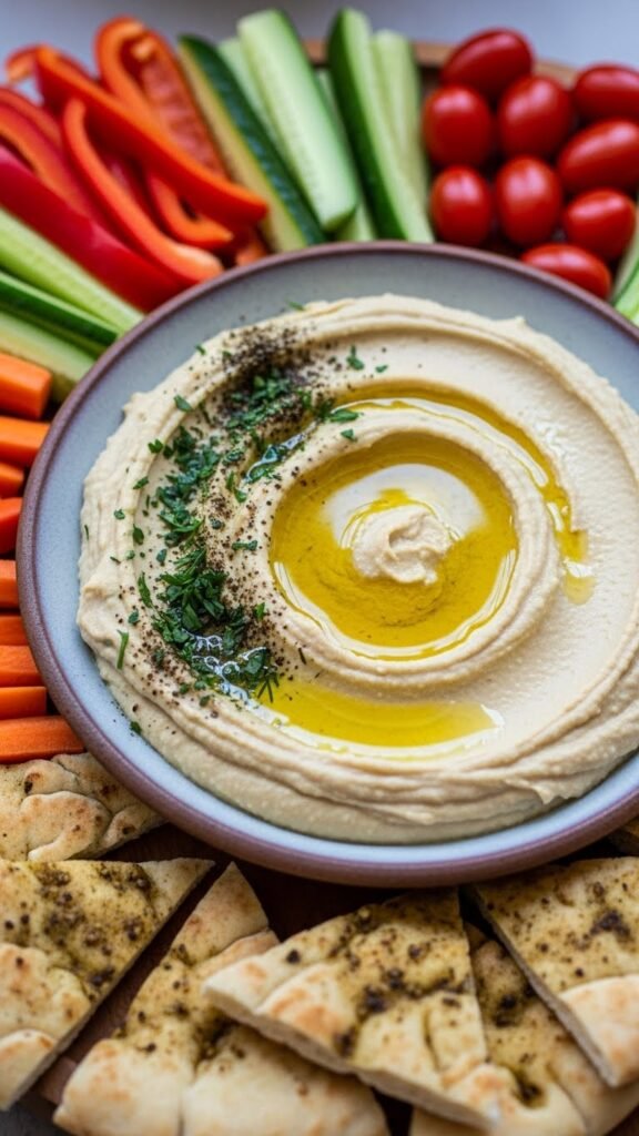 Creamy Hummus Dip Platter