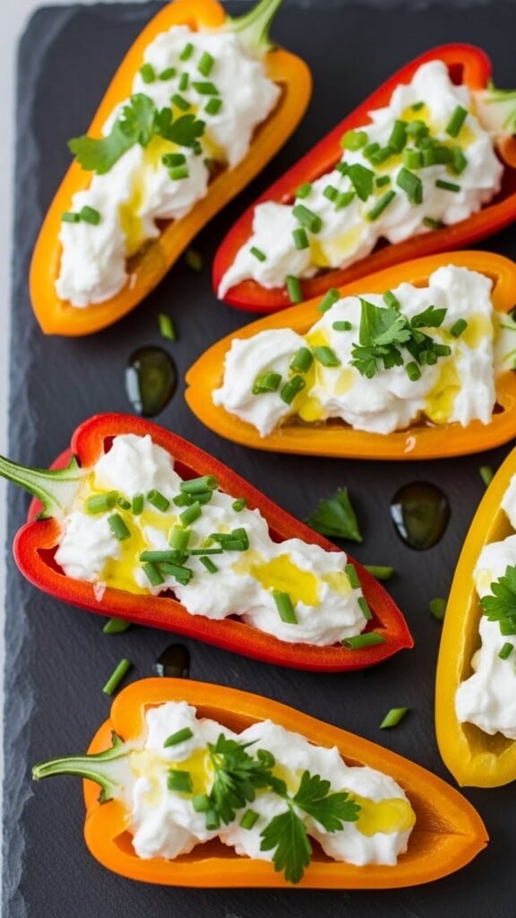 Garlic Herb Cream Cheese Stuffed Mini Peppers