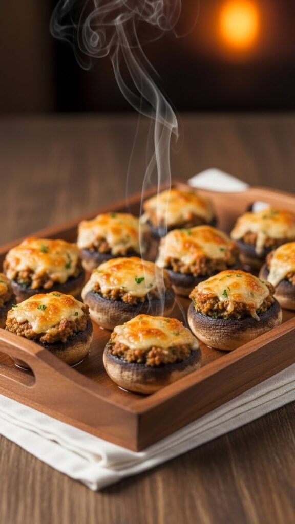 Cheesy Spinach Stuffed Mushrooms