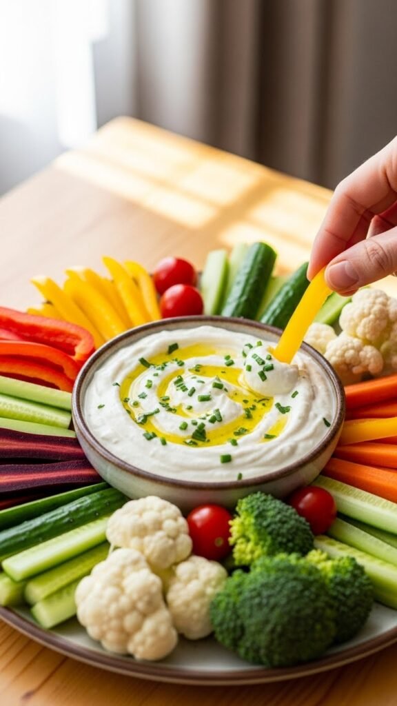 Greek Yogurt Herb Dip with Veggie Sticks