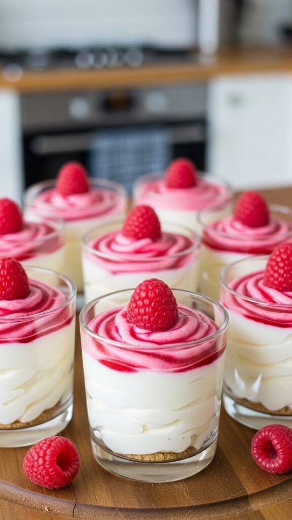 White Chocolate Raspberry Mousse Cups