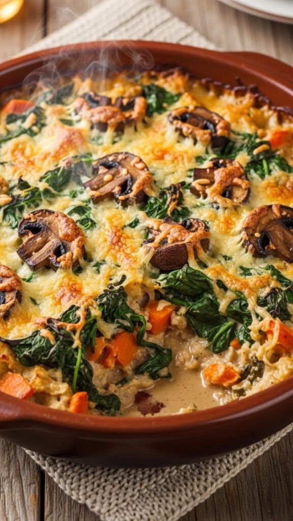 Creamy Spinach and Mushroom Casserole
