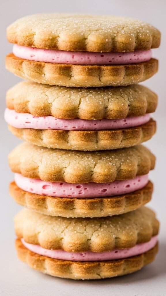 Strawberry Cream Sandwich Cookies