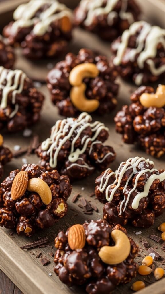Chocolate Popcorn Clusters