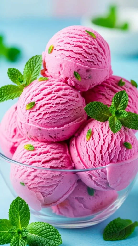 Strawberry Mint Ice Cream