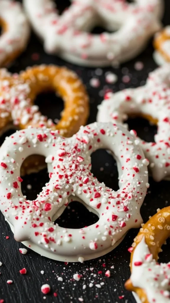 White Chocolate Peppermint Pretzels
