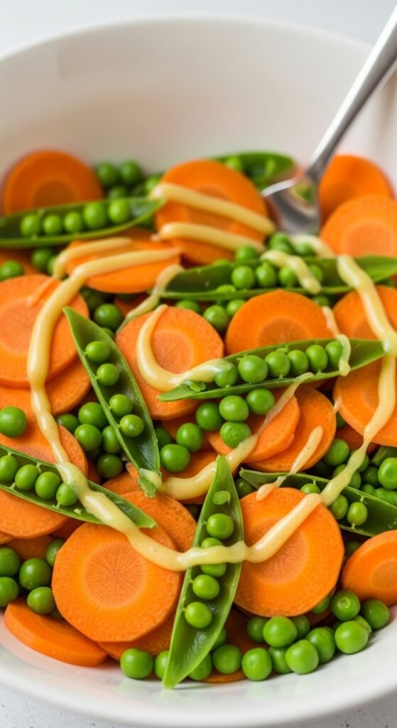 Carrot and Pea Salad with Honey Mustard Dressing
