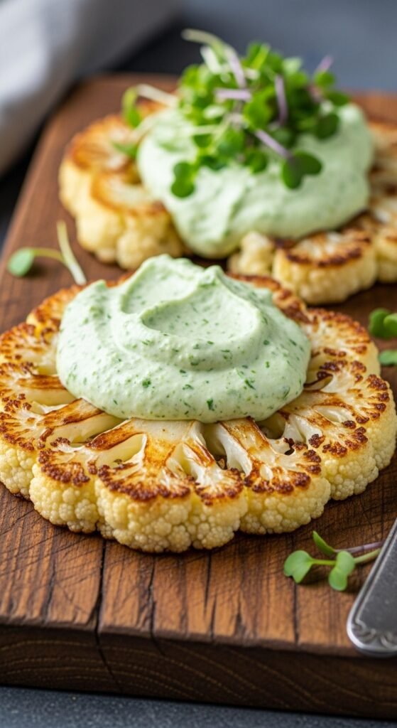 Cauliflower "Steaks" with Herb Sauce