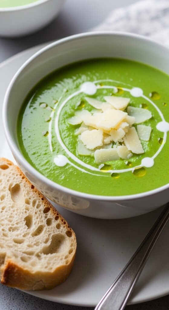 Creamy Pea & Parmesan Soup