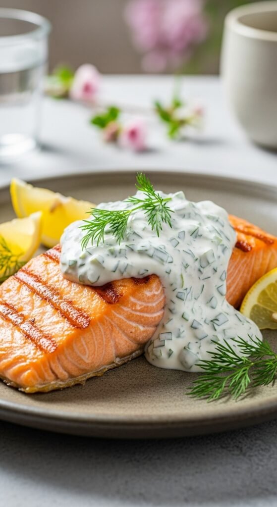 Grilled Salmon with Herb Yogurt Sauce