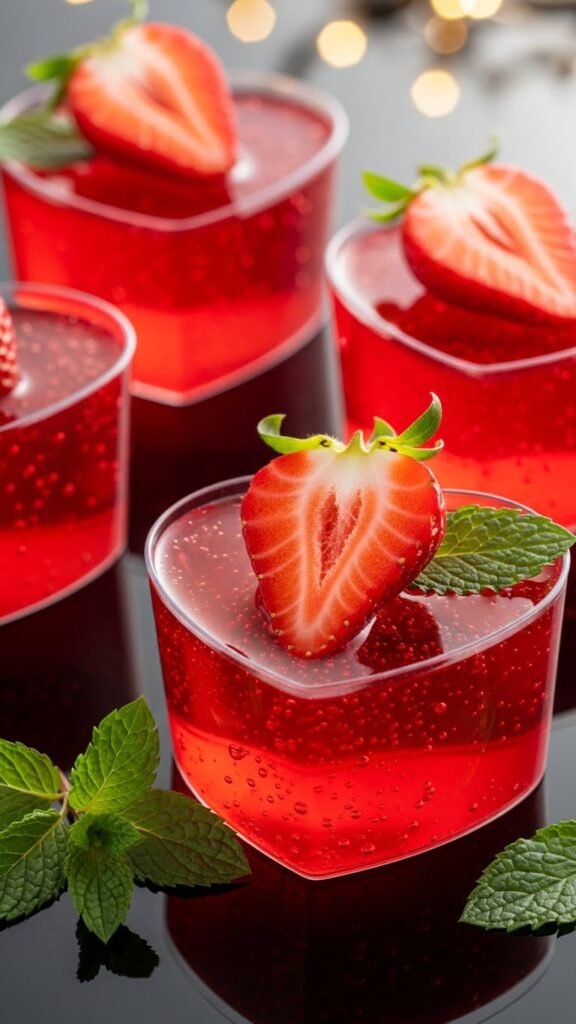 Heart Strawberry Gelatin Cups