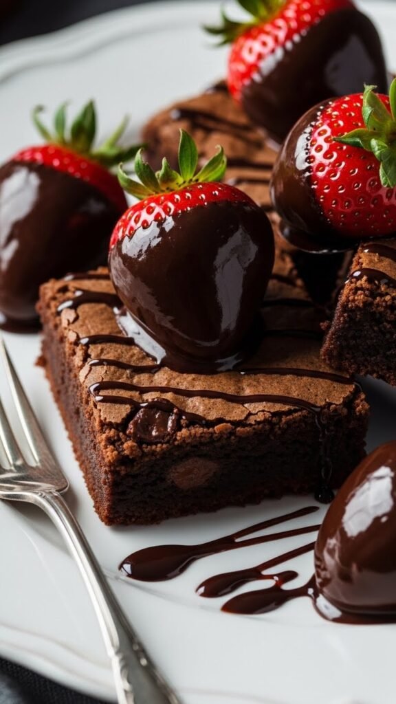 Strawberry Chocolate-Dipped Brownies