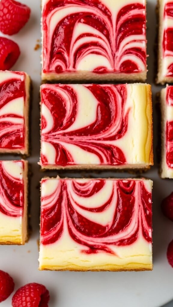 Raspberry Swirl Cheesecake Bars