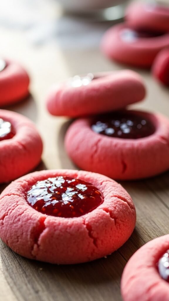 Raspberry Cream Thumbprint Cookies