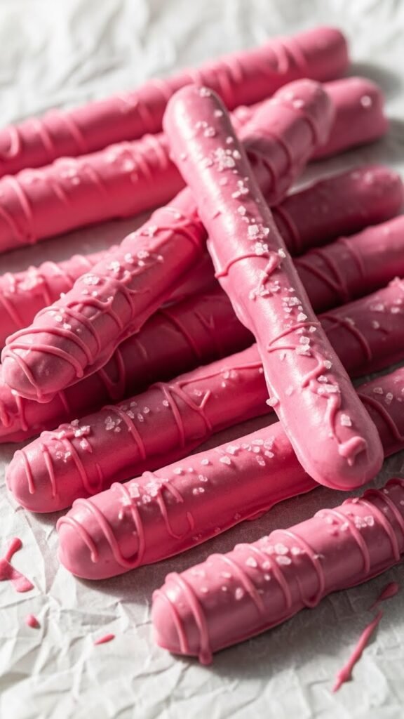 Pink Chocolate-Dipped Pretzels