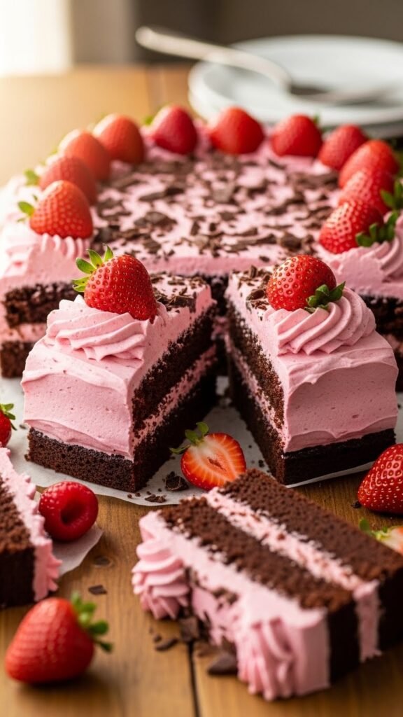 Strawberry Chocolate Sheet Cake